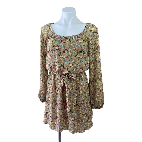 Speechless Beige Floral Multicolor Dress Small - Picture 2 of 7